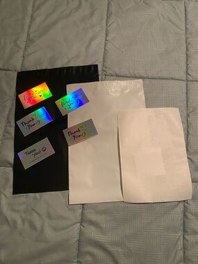 110 Piece Shipping Bundle. Poly/Thank you cards/Stickers/Label Sleeves